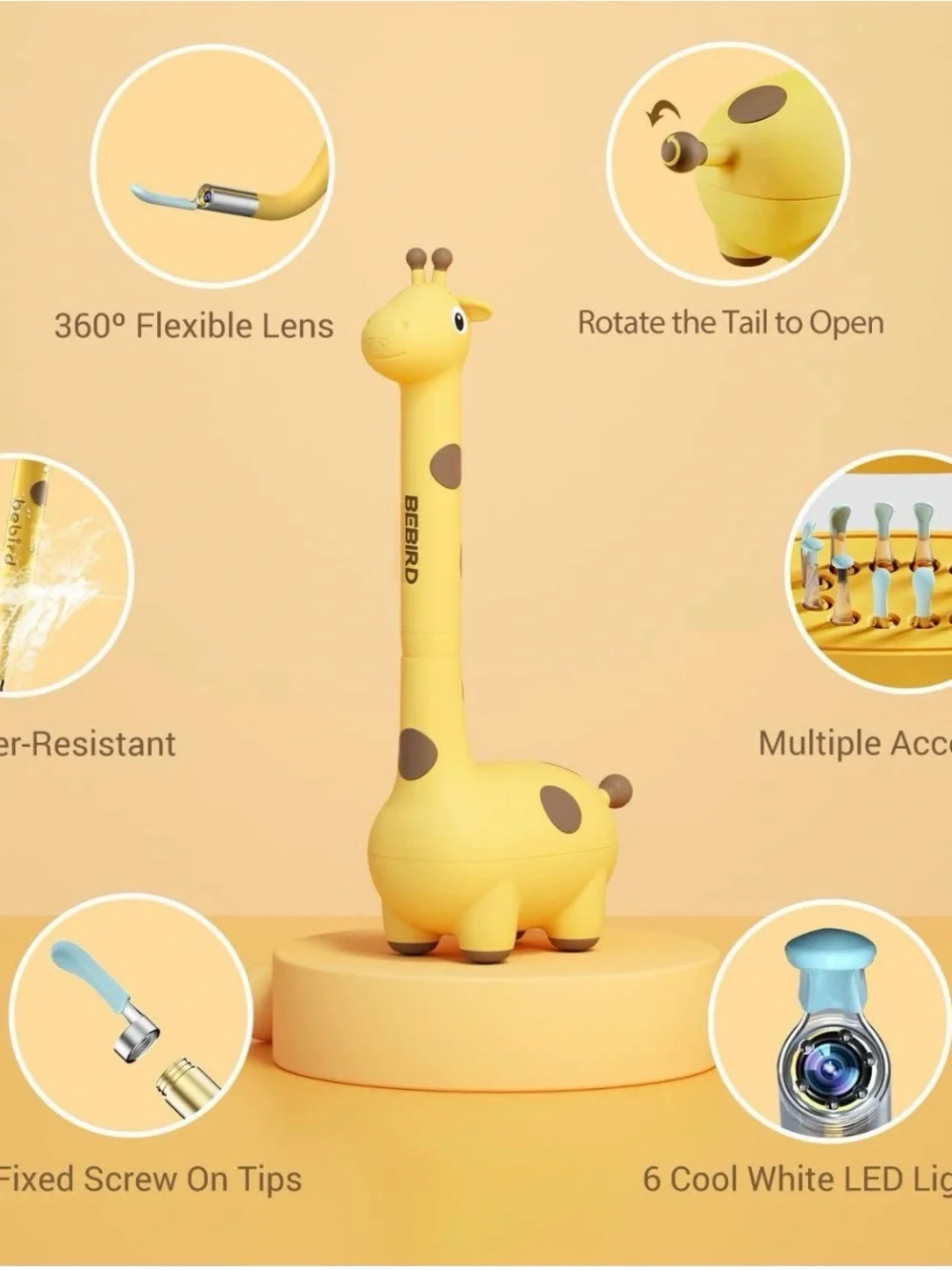BEBIRD D3 PRO Giraffe Visual Ear Cleaning Tool - Yellow